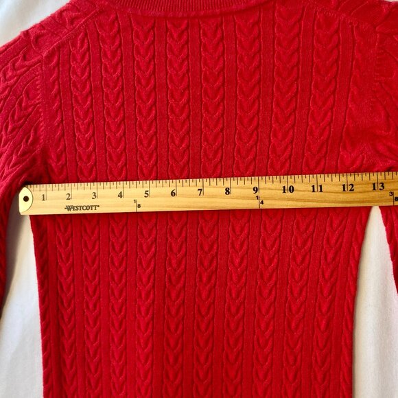 Tommy Hilfiger Apple Red Cotton Sweater Womens Size XXS Cable Knit Flag Preppy - Picture 13 of 16